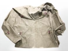 A vintage military rain cover.