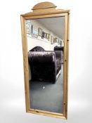 A contemporary pine mirror, 76 cm x 184 cm.