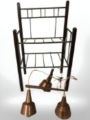 A brass shoe rack,