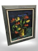 Continental School : Still life of flowers in a vase, oil on canvas, 70 cm x 60 cm.