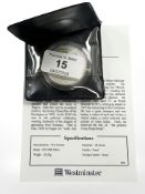 A Westminster Collection issue : Winston Churchill Jersey £5 .925 silver coin, 28.