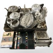 EPNS tea wares, vintage Hotpoint toaster, cruet set, embroidery items etc.