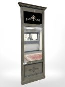 An antique painted hall mirror, 33 cm x 93 cm.