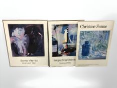 Three gallery exhibition colour prints including Christine Swane, largest 60 cm x 51 cm overall.
