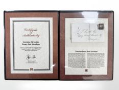 A Westminster collection Victorian penny red envelope, with certificate of authenticity.