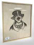 Danish School : Portrait of a clown, a signed colour print, 33 cm x 39 cm.