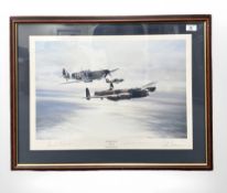 After Robert Taylor : Memorial Flight, Colour print signed by Johnnie Johnson and others,