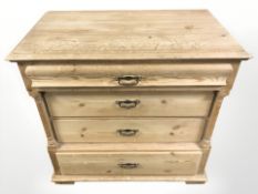 A 19th century continental pine four drawer chest, 94 cm x 52 cm x 90 cm.