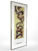 A Danish abstract colour print, 18 cm x 58 cm.