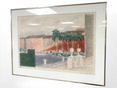 Danish School : Palm trees by a building, limited edition colour print, signed in pencil,