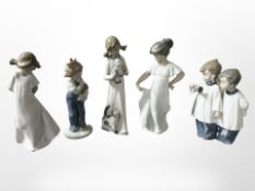 Five Nao figures of children, tallest 22 cm.