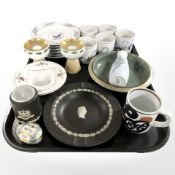 A group of Bing & Grondahl coffee china, pair of Bavarian gilt porcelain candle holders,