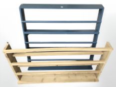 A painted pine wall shelf,
