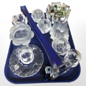 A group of Scandinavian glass ware including Costa Boda textured glass tea light holders,