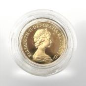 A Queen Elizabeth II 1980 gold proof full sovereign, in case.