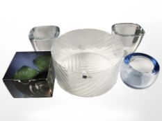 A group of Scandinavian glass ware including a Finnish crystal bowl, diameter 19 cm,