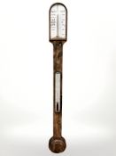 A 19th century walnut stick barometer by Chadburn Brothers, Sheffield, length 91 cm.