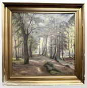 Karl Petersen : Pathway through woodland, oil on canvas, 52 cm x 52 cm.