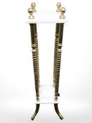 A gilt wood and white marble jardiniere stand, height 120 cm.