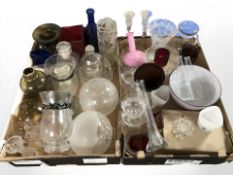 A group of Scandinavian glass wares including etched glass light shades,