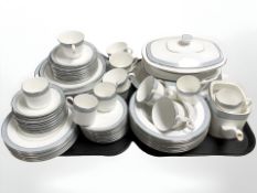 Approximately seventy seven pieces of Royal Doulton Etude tea, coffee and dinner porcelain.