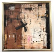 Birthe Dalland : Abstract oil on canvas, 40 cm x 40 cm.