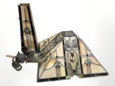 A Tiffany style leaded glass lamp base, together with a vintage mirrored bathroom cabinet,