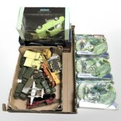 A group of play worn die cast vehicles including Dinky, military vehicles,