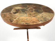 A Danish tile inset circular coffee table,