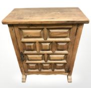 A reproduction hardwood single door cabinet, width 60 cm.
