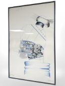 A Danish abstract print, indistinctly signed, 37 cm x 57 cm.