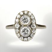 An Art Deco 18ct white gold diamond ring, size N CONDITION REPORT: 2.