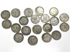 Twenty pre 1920 .925 silver one shillings CONDITION REPORT: 110.