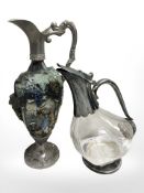 Two EPNS mounted claret jugs, tallest 31 cm.