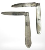 Two silver and mother of pearl fruit knives,