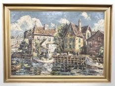 Danish School : Buildings by a canal, oil on canvas, 97 cm x 67 cm.