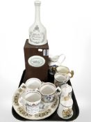 A Lladro Carlos I imperial brandy decanter (empty), Aynsley royal commemorative mugs, plate, etc.