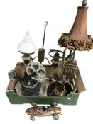 Two novelty lamp bases, one in the form of a trumpet, the other a film projector,