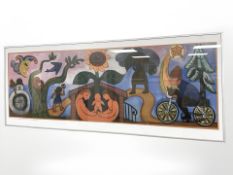 A continental colour print after Henry Heerup, 99 cm x 39 cm.