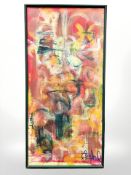 Danish School : Abstract oil on canvas, 60 cm x 125 cm.