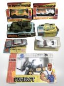 A group of vintage Corgi cars including 238 Jaguar Mark X and 222 Renault Floride,