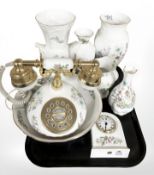 A collection of Aynsley Wild Tudor porcelain including telephone, fruit bowl, vases,