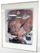 A Danish abstract colour print, 33 cm x 40 cm.