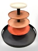 An Ikea PS Hylte 2006 multi-tiered circular serving stand, designed by Sunniva Kandell, in black,