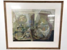 20th Century Continental School : Abstract study, colour lithograph, indistinctly signed in pencil,