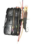 A quantity of archery equipment including two bows,