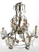 A two tone glass chandelier with faceted droplets, diameter 51 cm.
