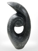A continental hollow cast pottery abstract sculpture, height 53 cm.