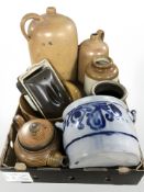 A group of stoneware bottles, jars, tea pot, etc.