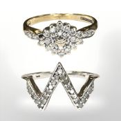 A 9ct gold diamond cluster ring, the stated total diamond weight 0.